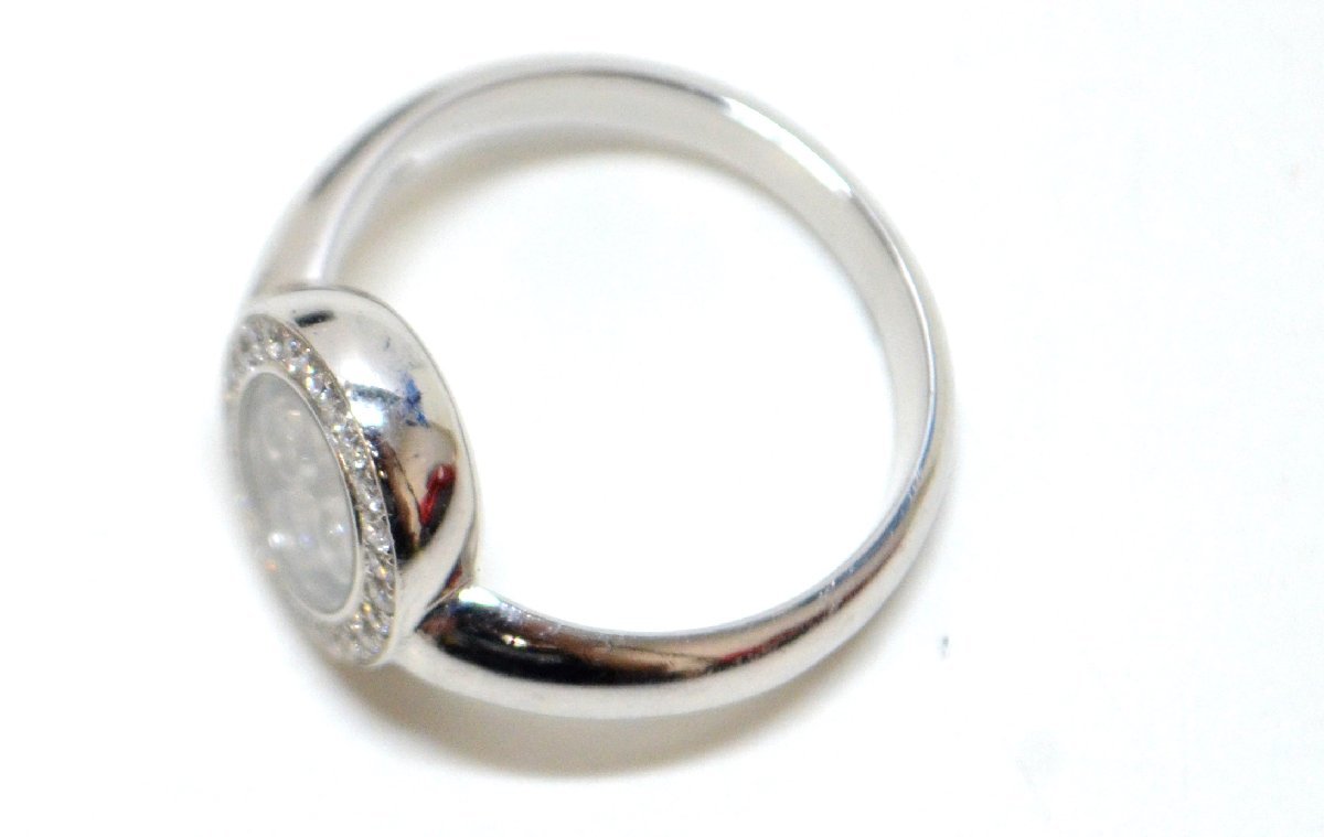 [fui] 極美品 Chopard 750 ホワイトゴールド K18WG ショパール ハッピーダイヤモンドリング オーバルリング 82/2073-20 ダイヤ3P 指輪_画像6
