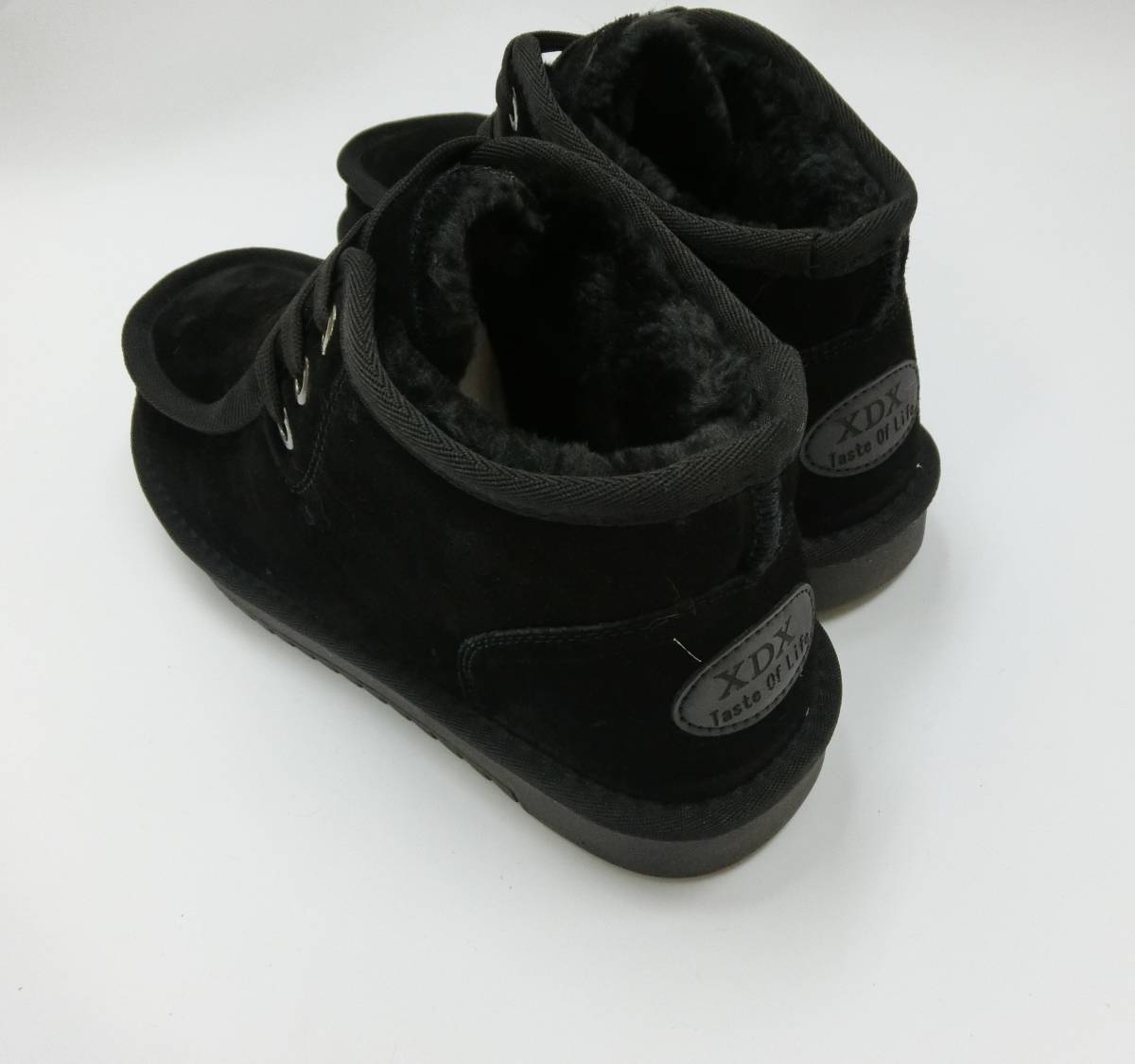 【新品】（25.5cm）メンズ ショートブーツ　ミッドカット ベロア 裏起毛 ブラック　スニーカー 靴 冬 滑り止め(Y-587)_画像3