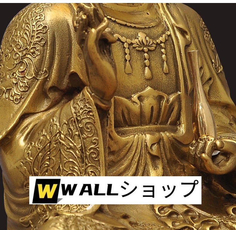 「仏教法具 寺院用仏具」極上品 観自在菩薩 観音菩薩仏像 真鍮製 仏教美術 高さ28cm_画像3