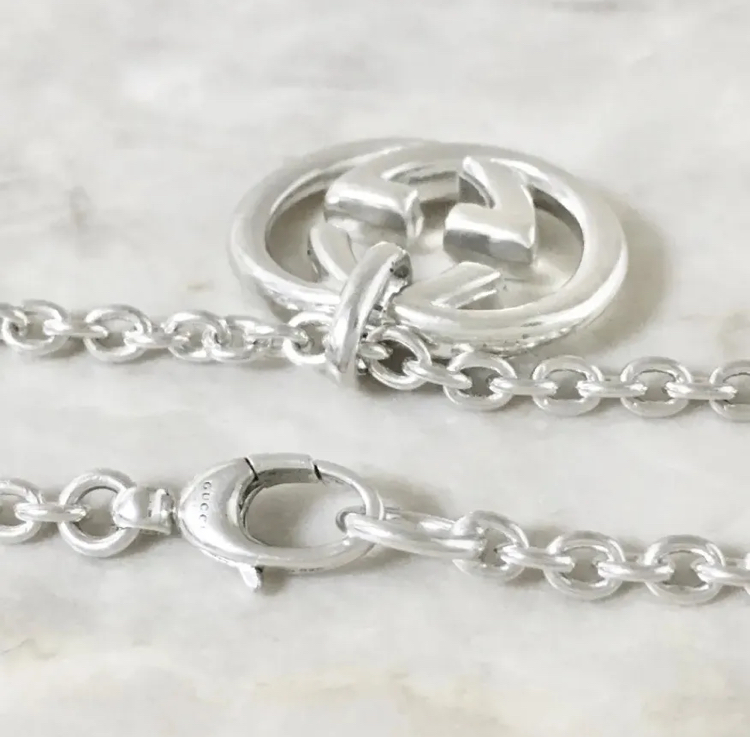  Gucci necklace silver SV 925 GG chain Logo men's 2 *
