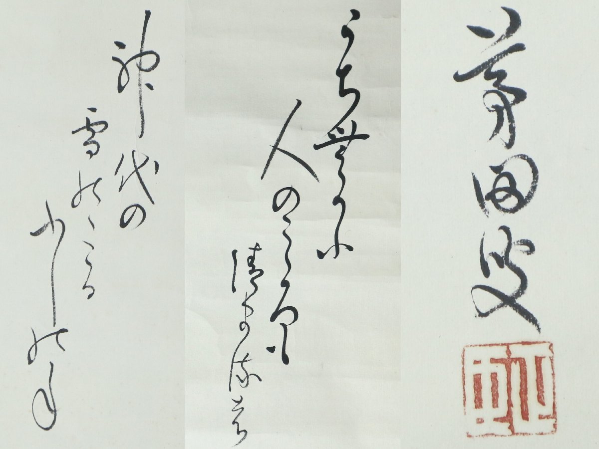 歌人 書家 阪正臣 号:茅田 松に富士 紙本 肉筆 書画 風景画 掛軸 軸装品 日本画_画像6