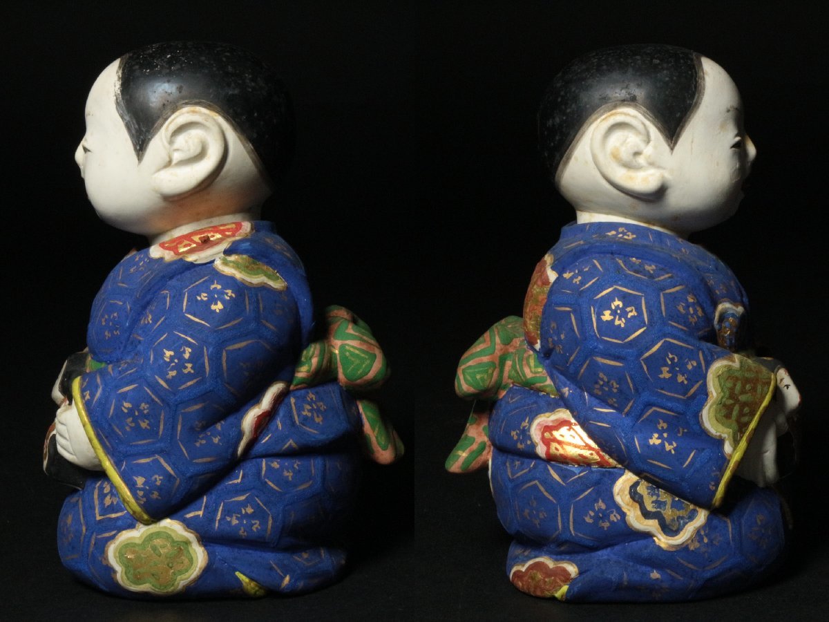 時代人形 首振り童子 舌出しからくり人形 犬筥持ち 彩色 日本 時代人形 首振り童子 舌出しからくり人形 犬筥持ち 彩色 日本