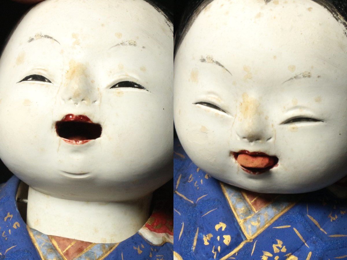 時代人形 首振り童子 舌出しからくり人形 犬筥持ち 彩色 日本 時代人形 首振り童子 舌出しからくり人形 犬筥持ち 彩色 日本