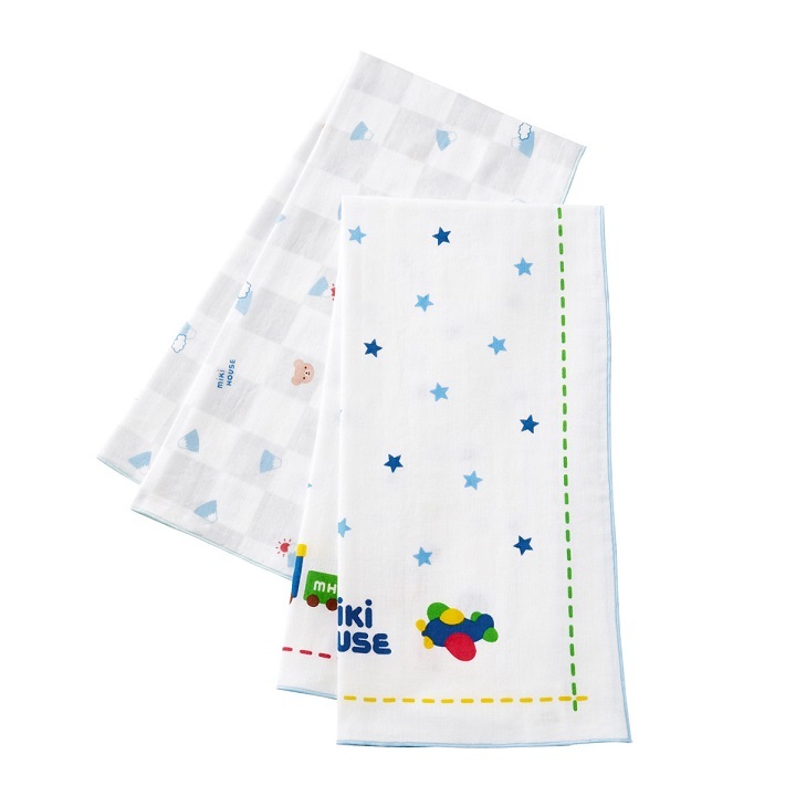  prompt decision![ Miki House ] new goods unused mikihouse gauze towel set (2 sheets set ) baby baby gift celebration present made in Japan color : blue 