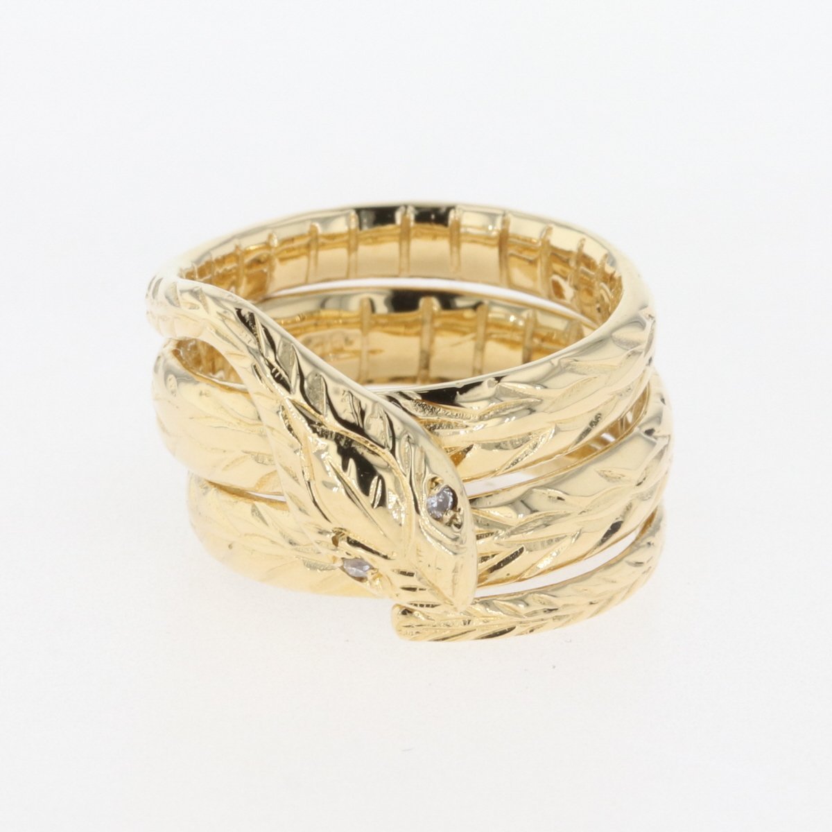 素敵な イエローゴールド K18 デザインリング スネークモチーフ 指輪