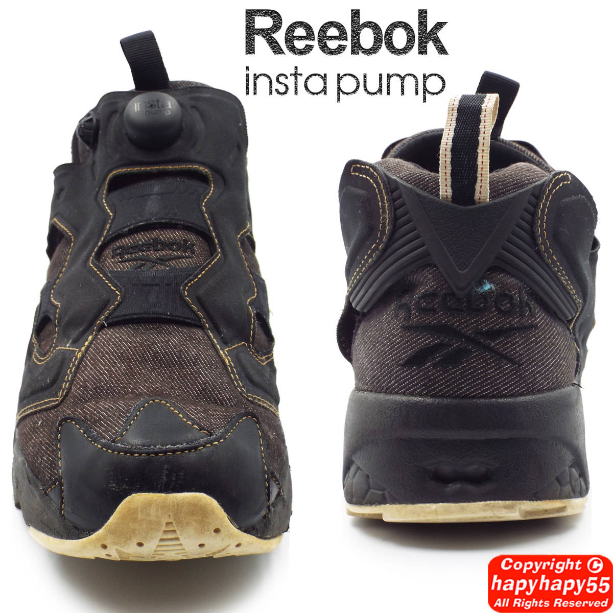 限定モデル■Reebok INSTAPUMP FURY デニム スニーカー ブラック◆リーボック インスタ ポンプ フューリー ステッチデザイン 櫻井海音_画像3