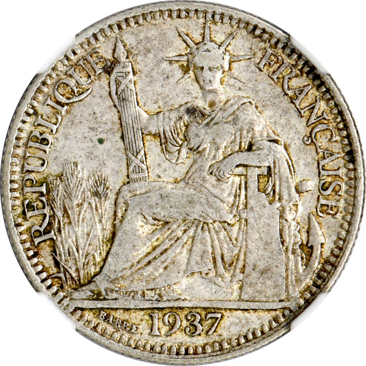 1円〜1937 フランス領インドシナ 10C銀貨 NGC XF40 美品 世界コイン 古銭 貨幣 硬貨 銀貨 金貨 銅貨_画像1