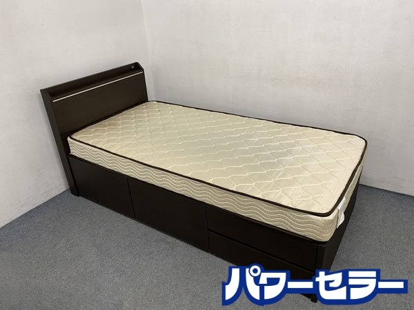 無料配達 収納付き/コンセント付き ニトリ シングルベッドセット R7588 店頭引取歓迎 中古家具 マットレス付き 無料配達 収納付き/コンセント付き ニトリ シングルベッドセット R7588 店頭引取歓迎 中古家具 マットレス付き