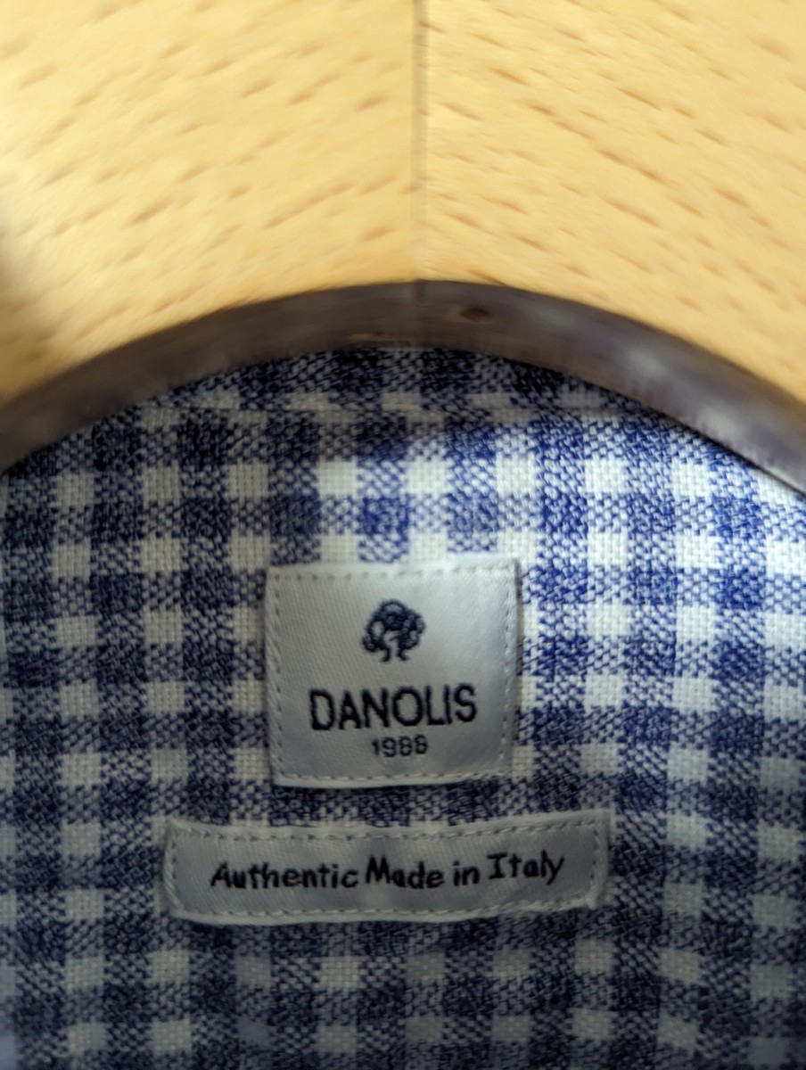 新品　DANOLIS　ダノリス　シャツ　ブルー　ギンガムチェック　オックスフォード　微起毛　イタリア製_画像3