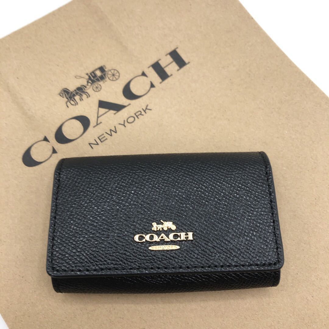 【COACH☆新品】大人気☆ファイブ リング キーケース☆ブラック☆レザー☆