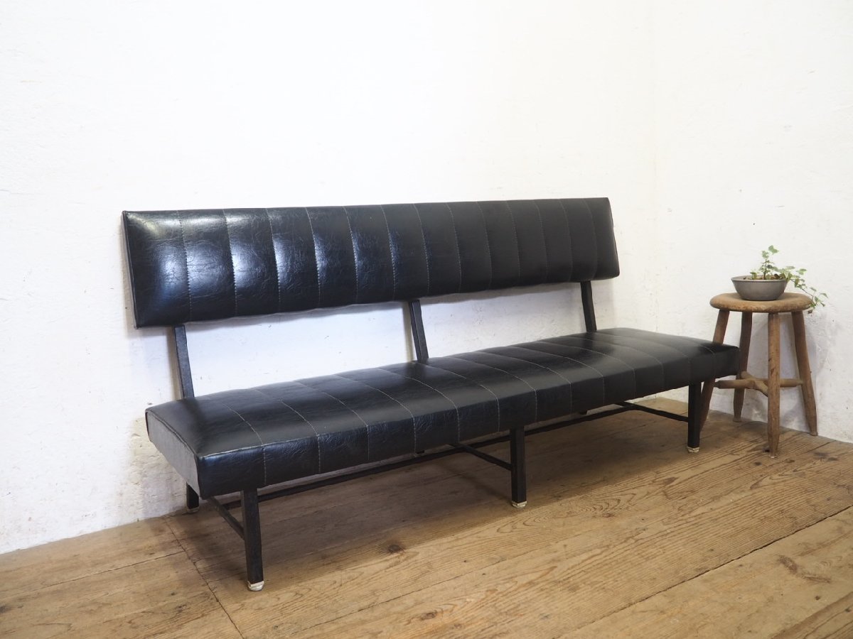 タ荷L0507◇②W150cm◇ヴィンテージ◇当時物のレトロな古い鉄枠ベンチ