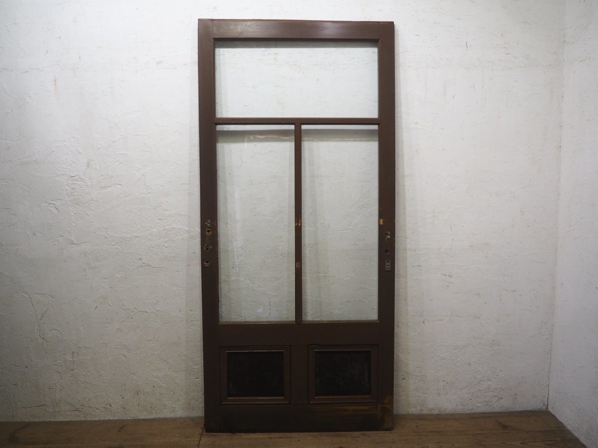 taN0263*(3)[H194cm×W90,5cm]* antique *.... glass. large wooden sliding door *. pavilion fittings wave glass door entranceway door retro Taisho ..N pine 