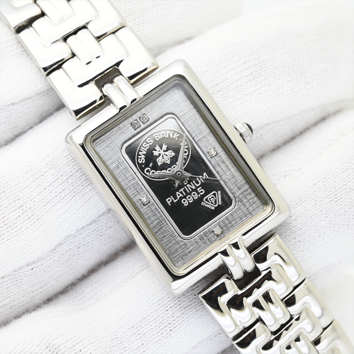 美品 スイス銀行 プラチナインゴット●エルジン/ELGIN 999.5 PLATINUM INGOT レディース腕時計 新品電池交換済 クオーツ FK-512-C