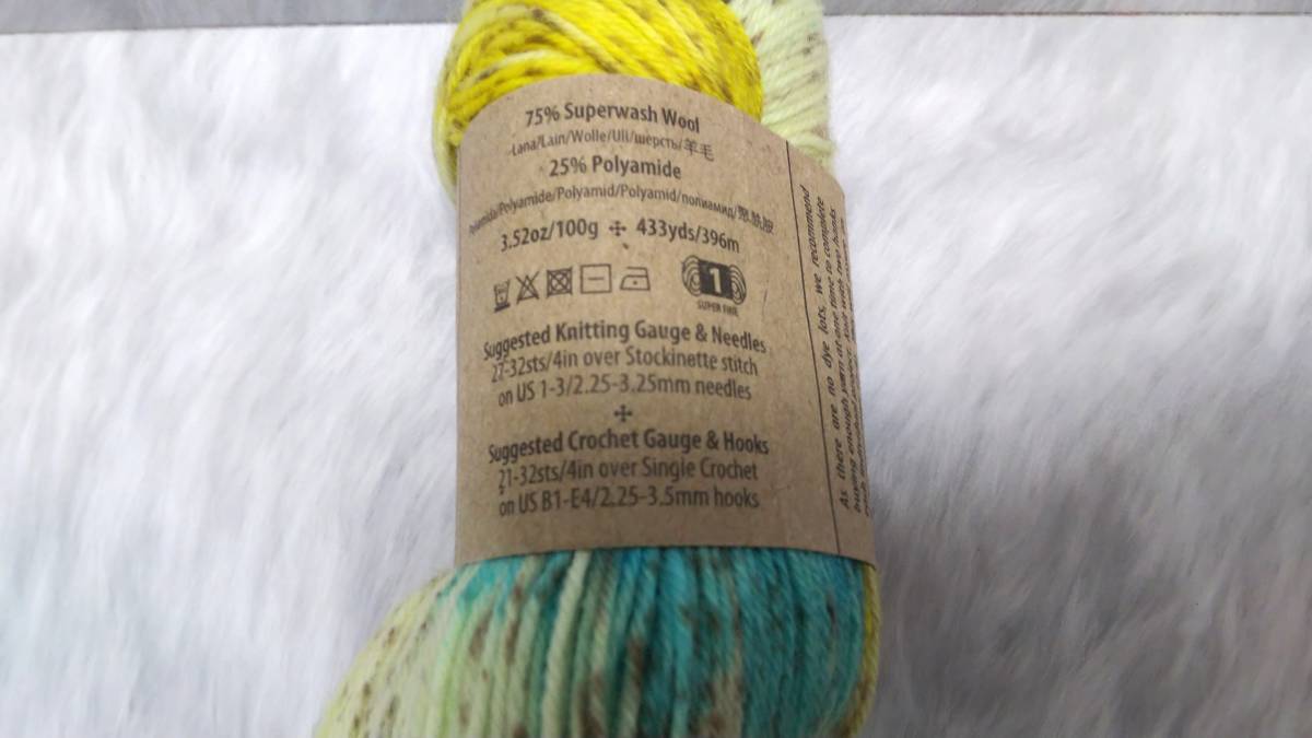 輸入　毛糸　Araucania Huasco Sock Hand Painted　アラウカニア ワスコ ソックヤーン　手染め　ウール75％　100g×1個　1036　海外　②_画像8