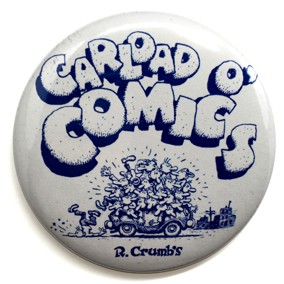 デカ缶バッジ 58mm Robert Crumb ロバートクラム Carload O' Comics Fritz the Cat ロウブロウアート Janis Joplin_画像1