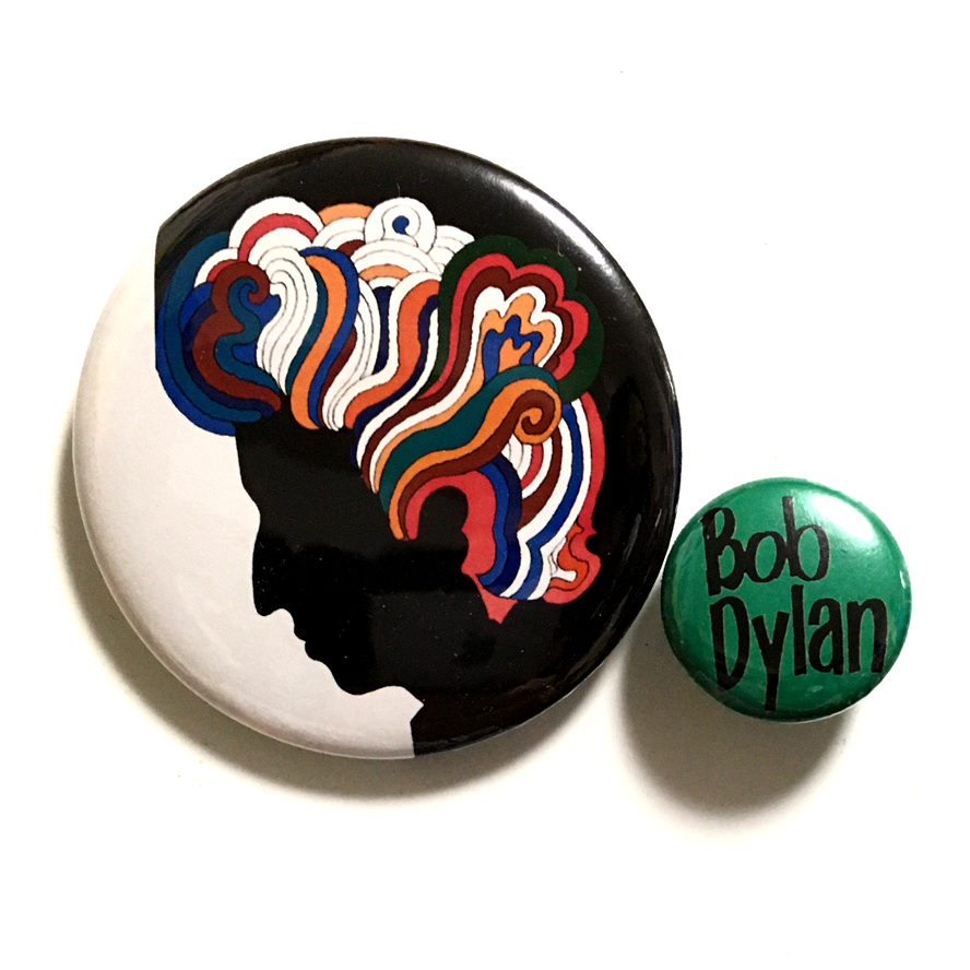 デカ缶バッジ 5.8cm 25mm 2個セット BOB DYLAN ボブディラン　Milton Glaser_画像1