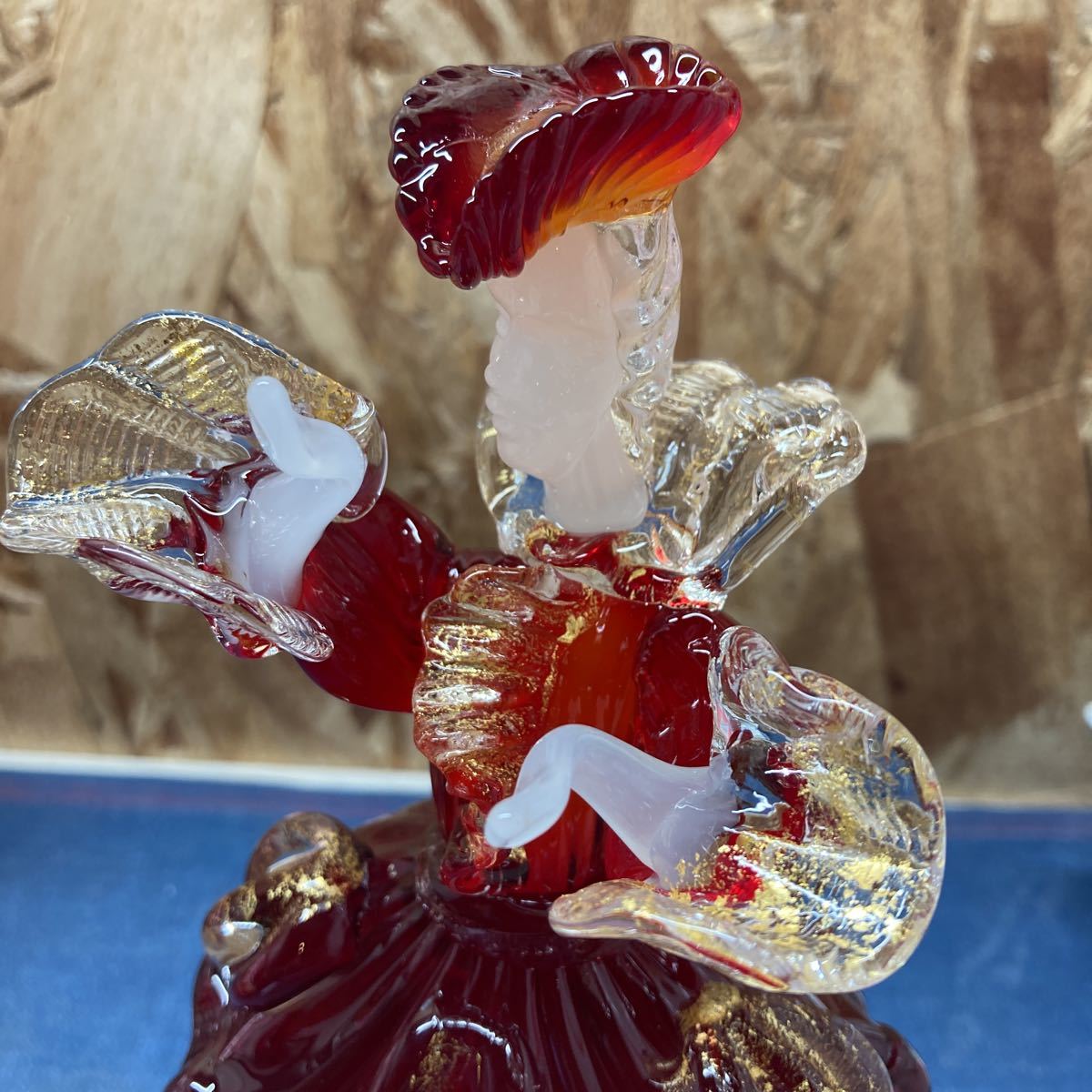 送料無料【Mい708】ベネチア　ガラス　イタリア製　ムラノ　紳士　貴公子　金彩　人形　MURANO ベネチアングラス アンティーク