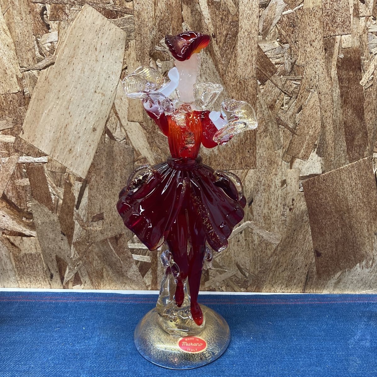 送料無料【Mい708】ベネチア　ガラス　イタリア製　ムラノ　紳士　貴公子　金彩　人形　MURANO ベネチアングラス アンティーク