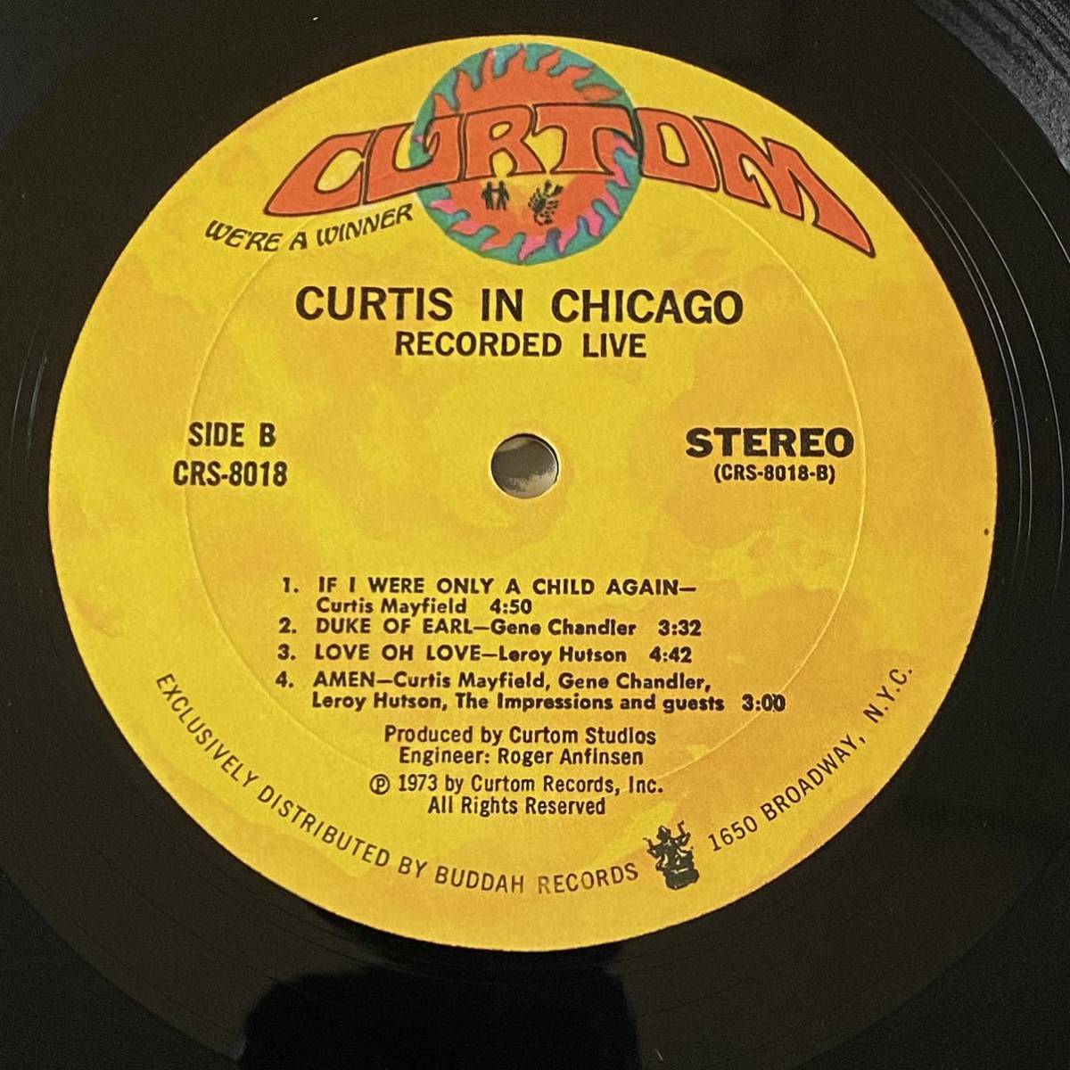 CURTIS MAYFIELD / Curtis In Chicago [LP] ‘73年LIve USオリジナル盤 Leroy Hutson , Gene Chandler 参加 極美盤_画像8