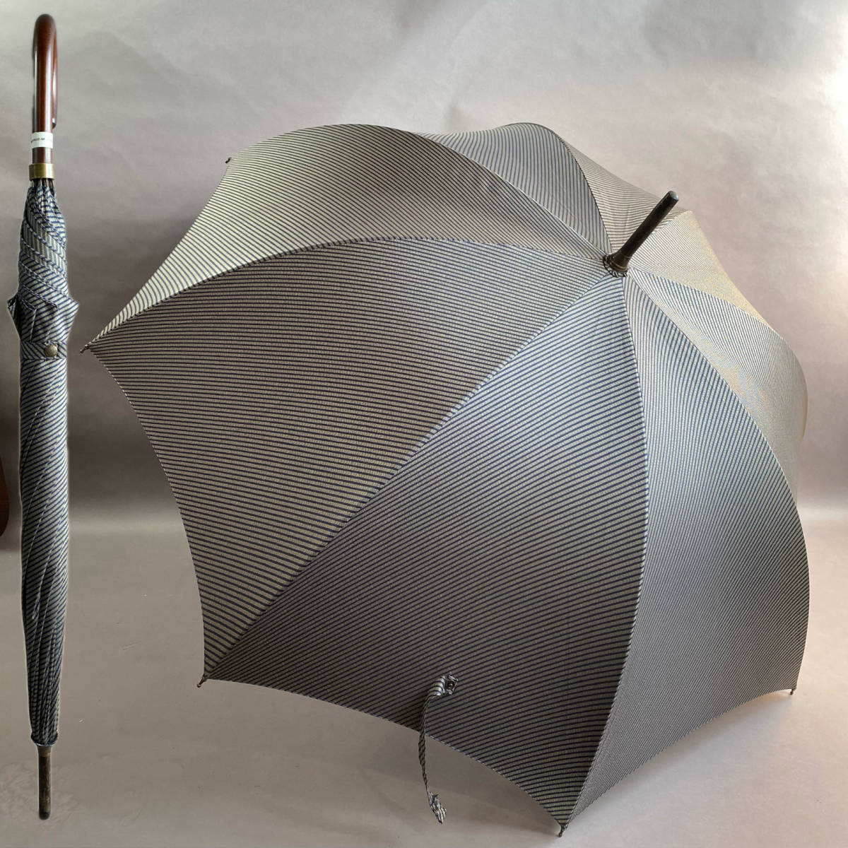 RS116 GIORGIO ARMANI 紳士長傘 雨傘 ジョルジオ アルマーニ イタリア製 ブランド コレクション レイングッズ 雨具 アンブレラ_画像1
