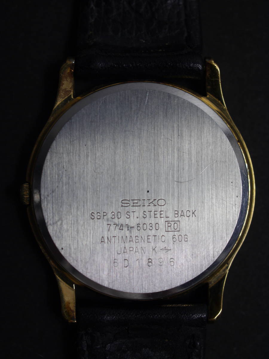  Seiko SEIKO Dolce DOLCE quartz 3 hands 7741-6030 for man men's wristwatch W162 operation goods 