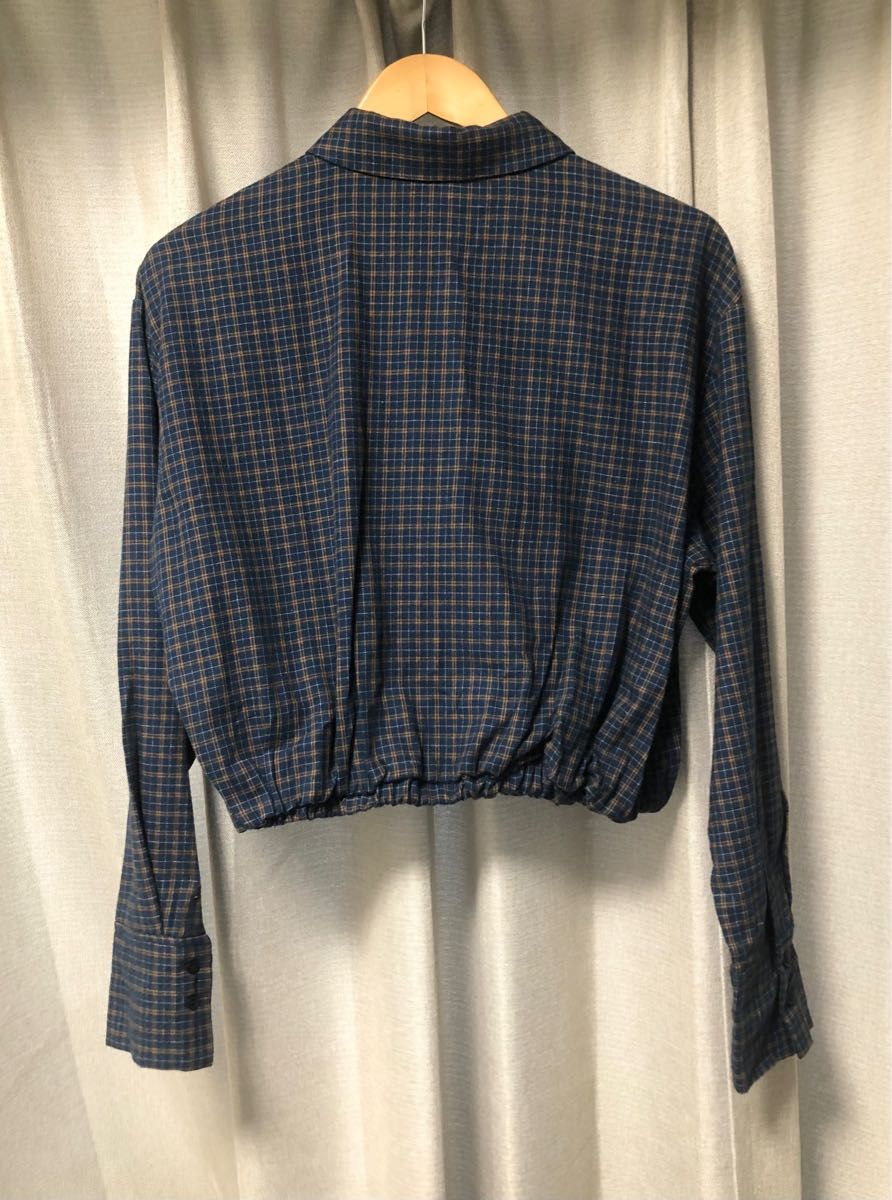 新品　ZARA ザラ　クロップドチェック柄シャツ