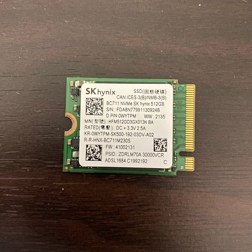 お買い得モデル 512GB NVMe BC711 skhynix SSD DELL 3223時間