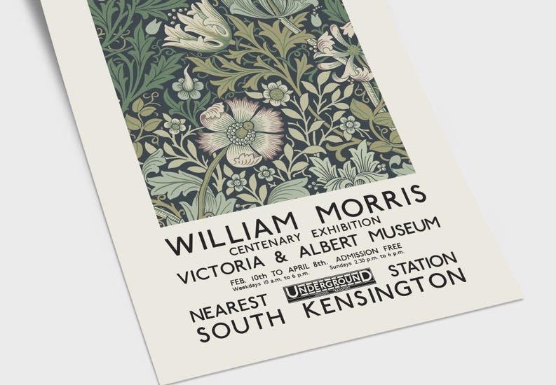 William Morris Victoria & Albert Museum London 1934 展示会 アート 芸術 現代アート ウィリアム・モリス ウォーホル ピカソ ポスター_画像2