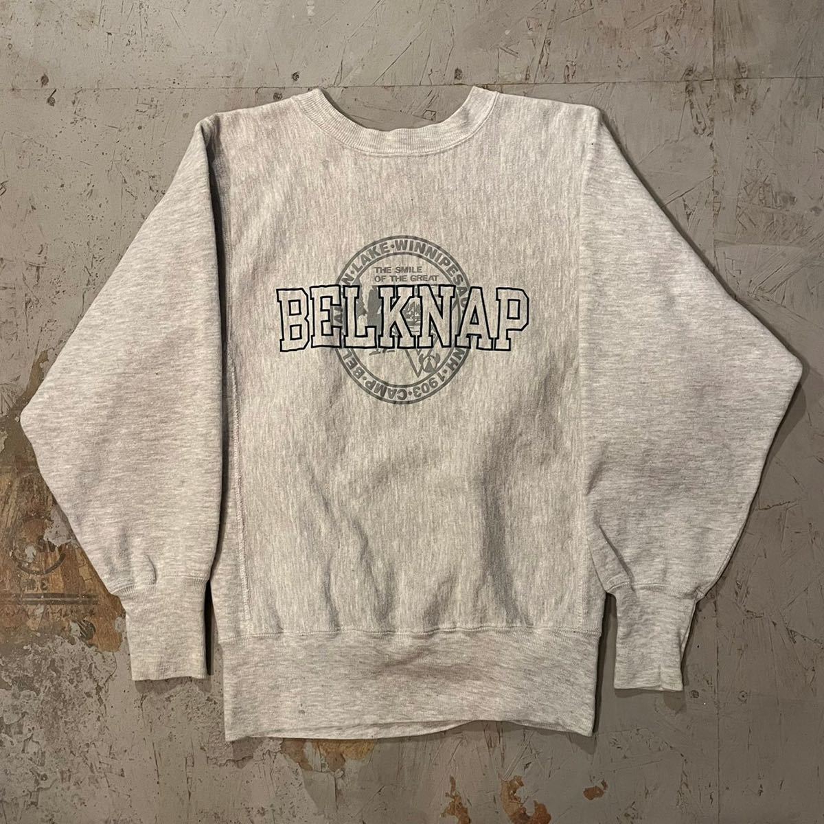 チャンピオン リバースウィーブ Champion ビンテージ 90s 刺繍タグ スウェット S トレーナー カレッジプリント USA古着 霜降 杢グレー 目有