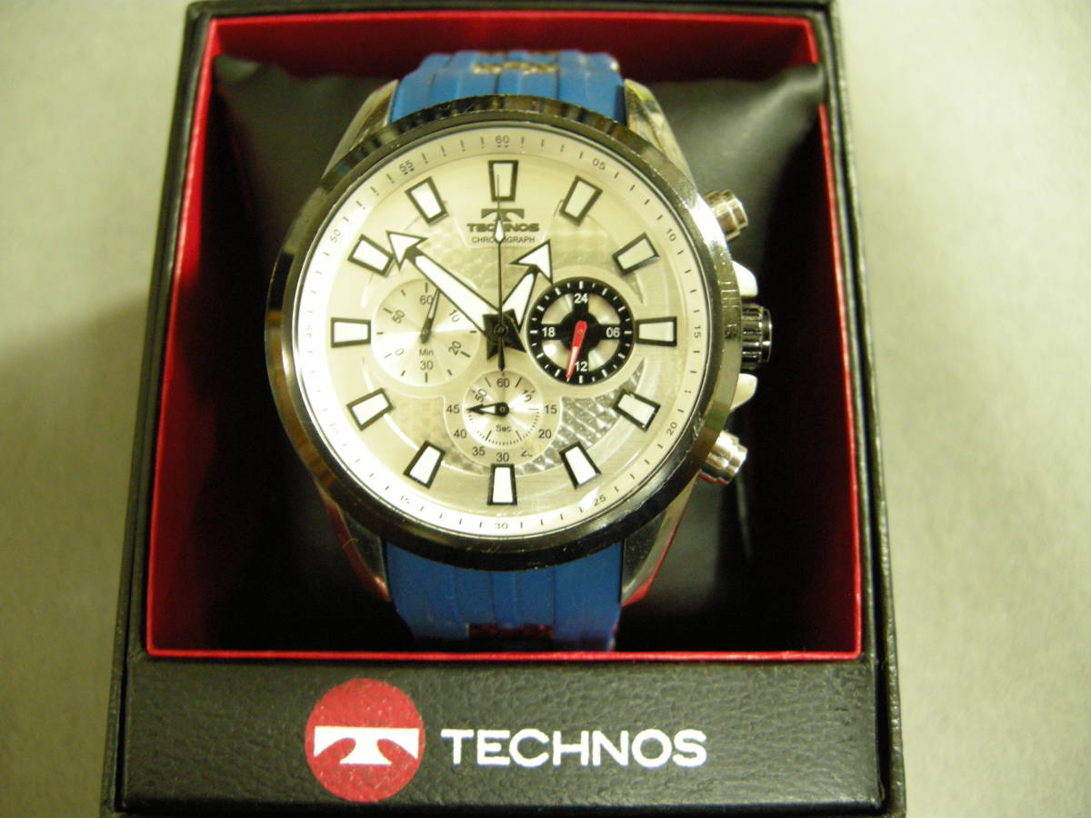 【中古品】テクノス 腕時計 TSM616 クォーツ TECHNOS バンドカラー:ブルー クロノグラフ メンズ_画像1