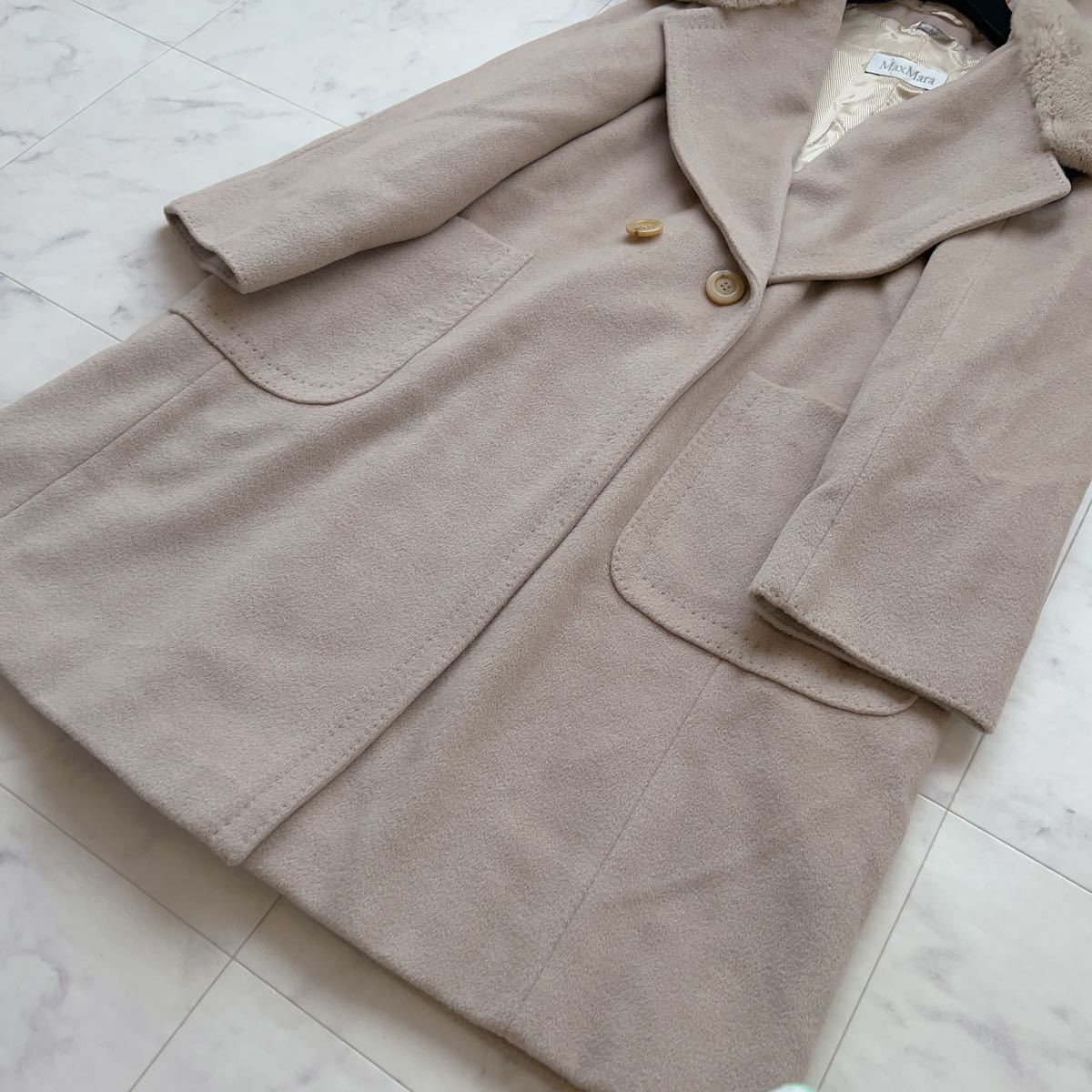 極美品☆マックスマーラ MaxMara 最高級白タグ カシミヤ混 ロング