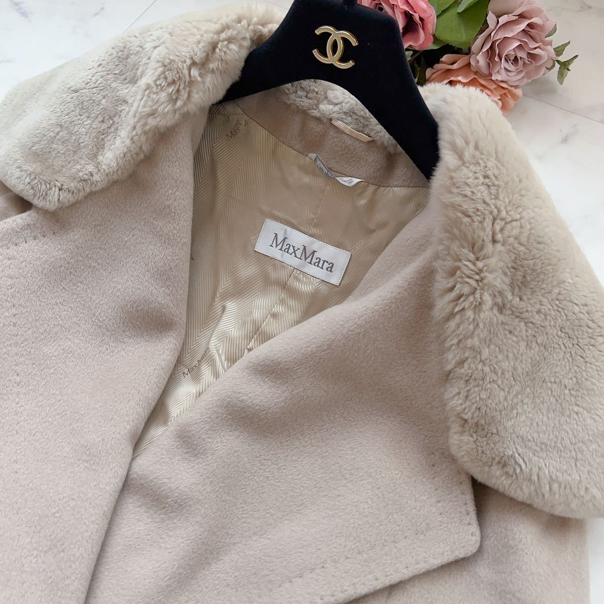 極美品☆マックスマーラ MaxMara 最高級白タグ カシミヤ混 ロング