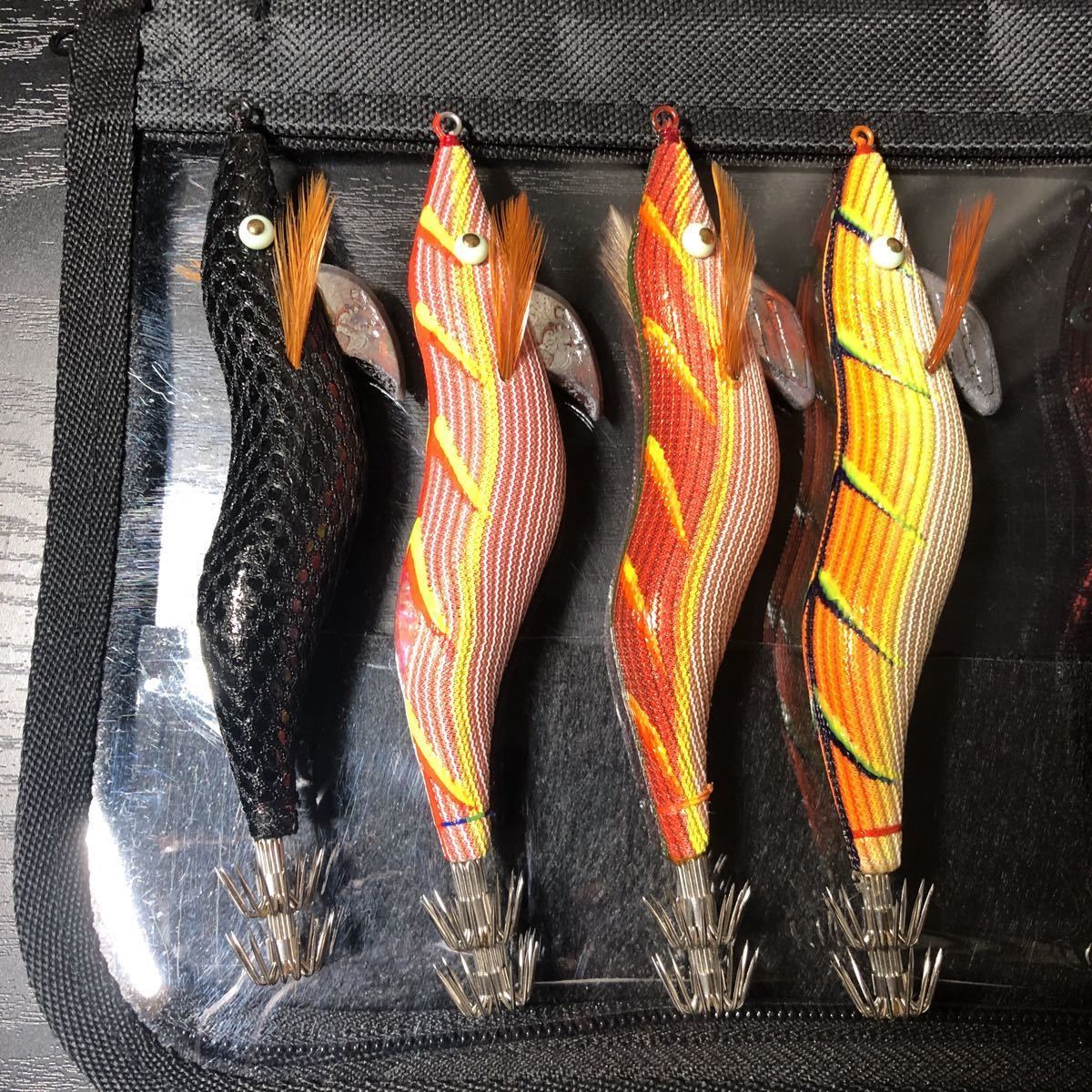 【保管品?中古美品】HAYASHI/林漁具制作所 餌木猿 エギザル 3.5號(Nタイプ×2.NINJA×3.プレミアムネオ×1)合計6本セット エギケース付 