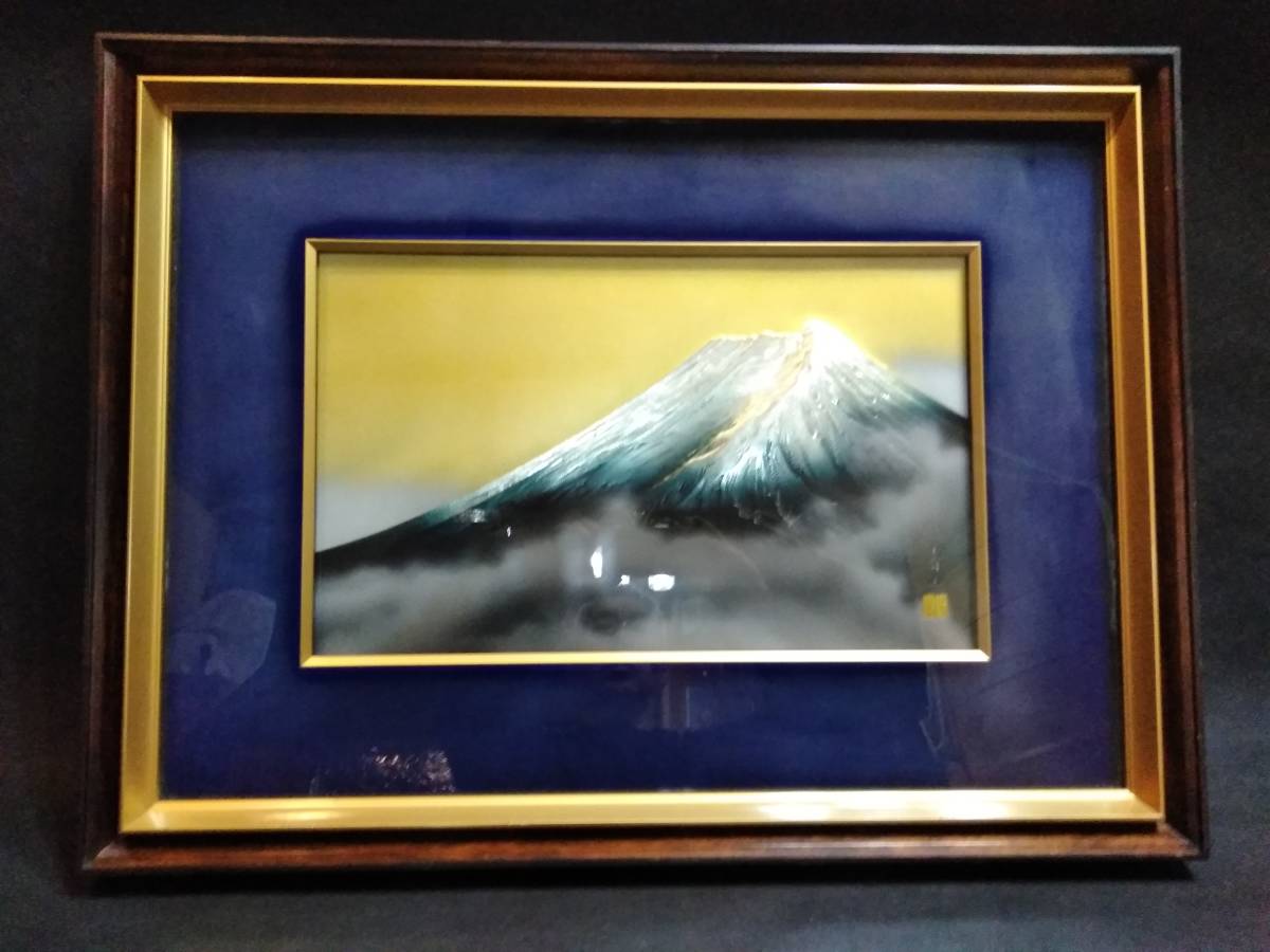 Mt Fuji solid . frame wooden glass entering frame 74.x55.x5.(A)