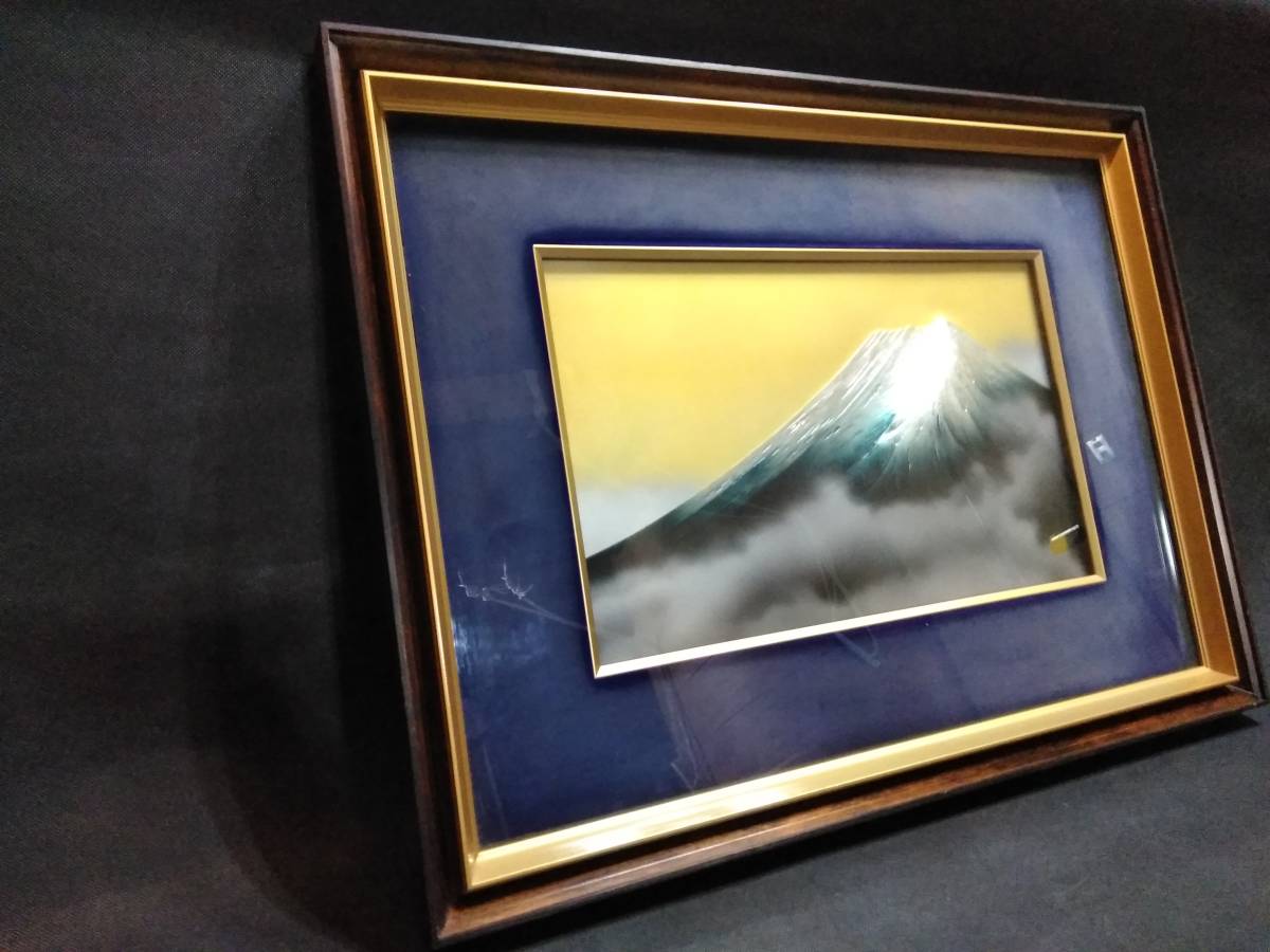  Mt Fuji solid . frame wooden glass entering frame 74.x55.x5.(A)