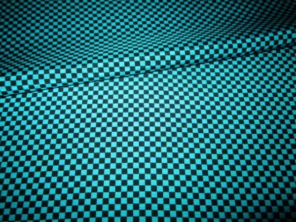 【京わぎれ】正絹 長襦袢はぎれ 細かい市松文様 ターコイズブルー×黒 袷替え袖用4.4m_画像3
