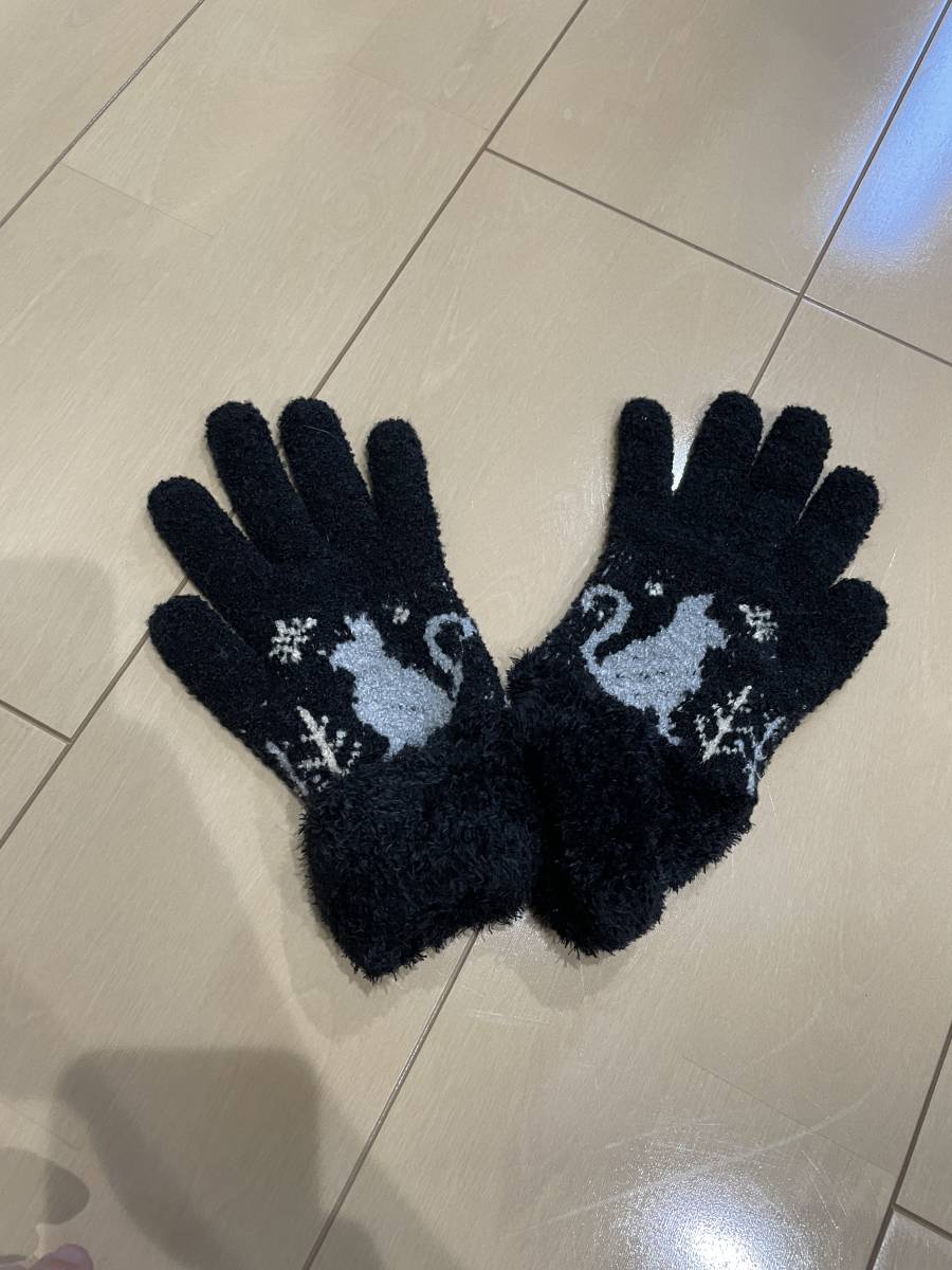  new goods cat pattern black gloves 