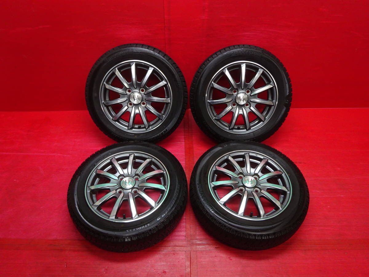 ホンダ N-ONE純正14インチホイール 4本 4.5J +40 4H 100 BS ICEPARTNER2 155/65R14 N-BOX N-WGN 軽 HONDA スタッドレスタイヤ ブリヂストン_画像1