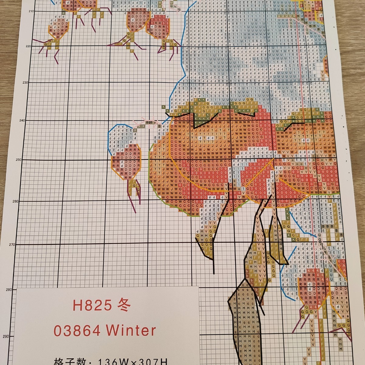 クロスステッチキット 『Winter』 冬 14CT 32×64cm 図案印刷あり 刺繍 雪 鳥