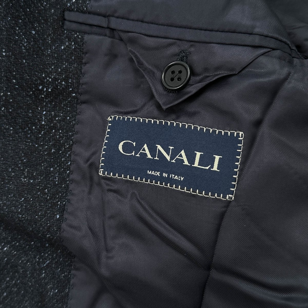 シルク&カシミヤ混◆CANALI カナーリ ネップ風 ウール テーラードジャケット ブレザー 46 / 濃紺 ネイビー メンズ イタリア製_画像6