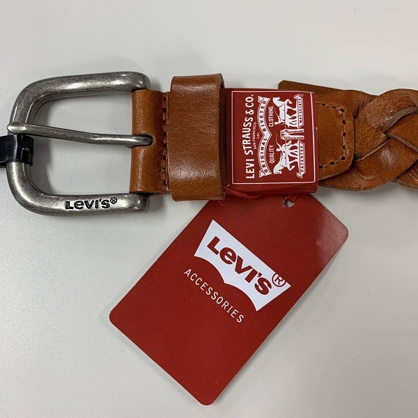 リーバイス レザー メッシュ ベルト Free(～100cm) チャ Levi's 牛革 フリーサイズ 編み込みの画像6