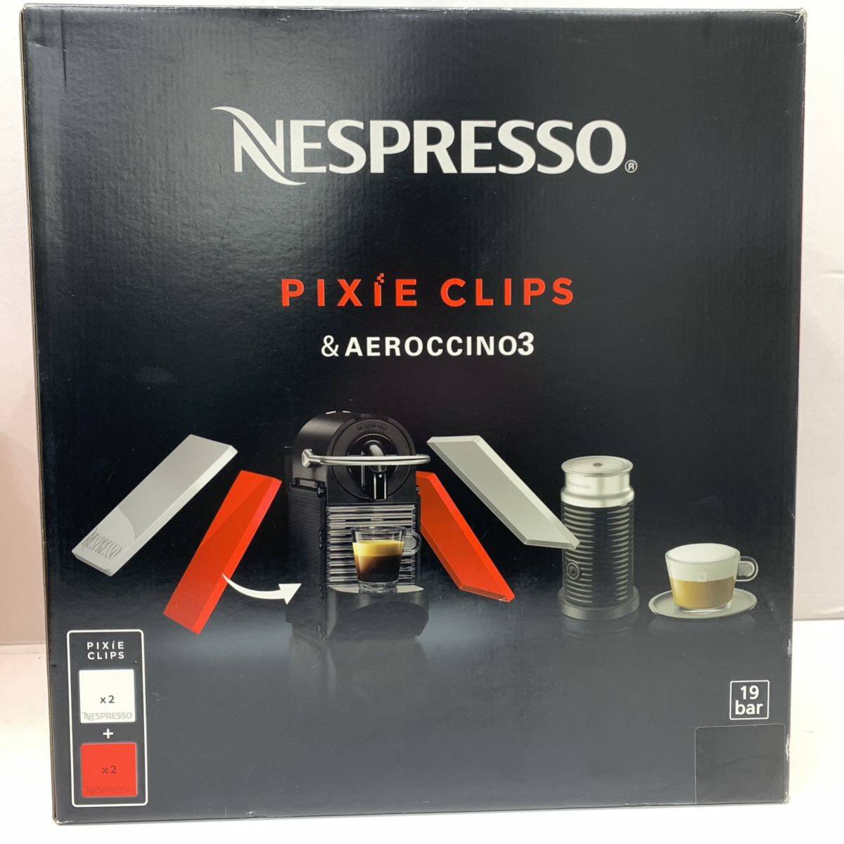 107H040★未使用！ NESPRESSO/ネスプレッソ D60C D60-WR-A3B PIXIE CLIPS/ピクシークリップ ホワイト＆コーラルレッド バンドルセット_画像1