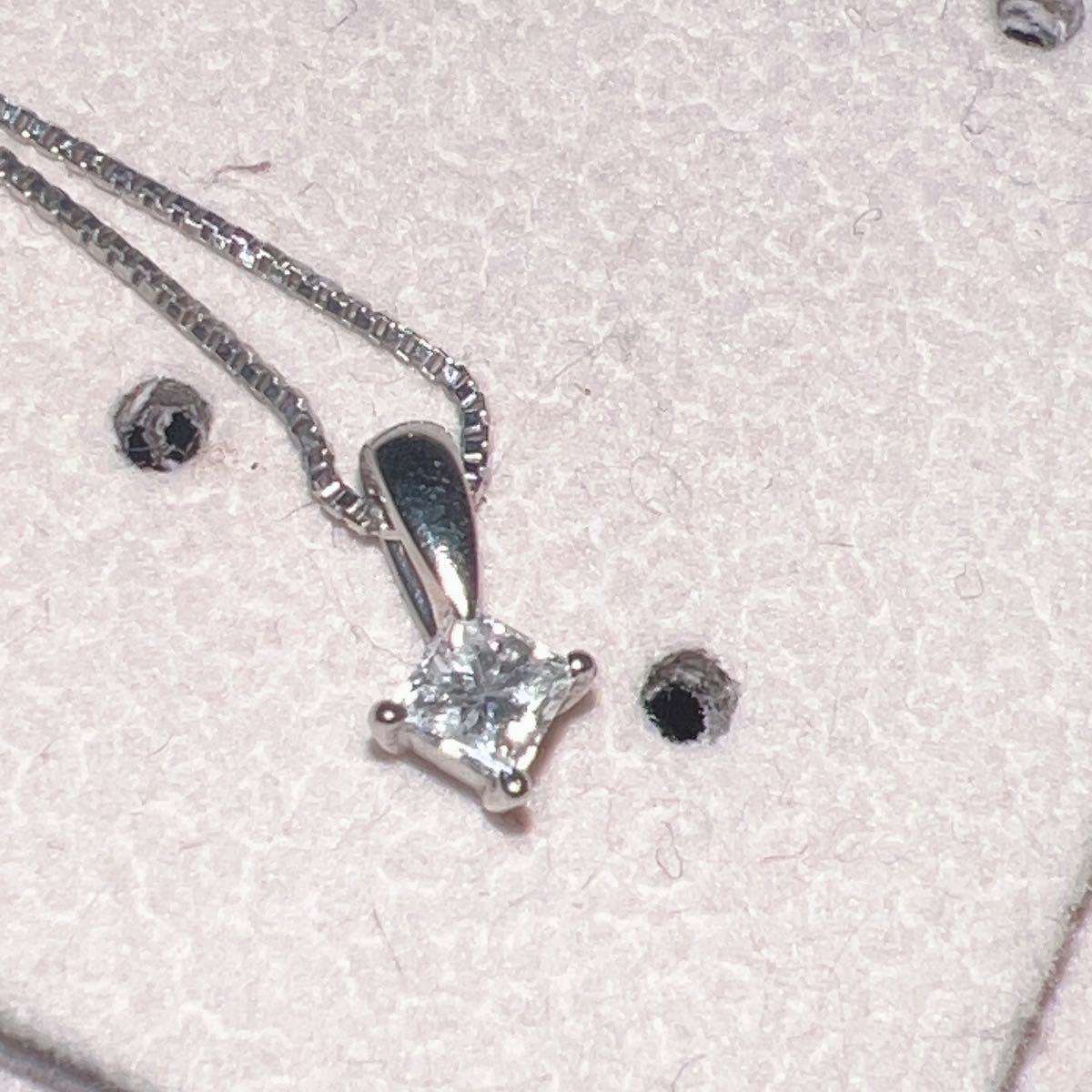 ヴァンドーム青山 ダイヤモンドネックレス 天然 プラチナ pt900 850 0.2ct シンプル 一粒 1粒 プリンセスカット