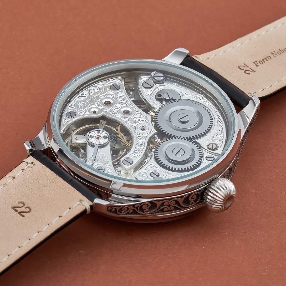 アンティーク Marriage watch Breguet 懐中時計をアレンジした48mmのメンズ腕時計 半年保証 手巻き スケルトン