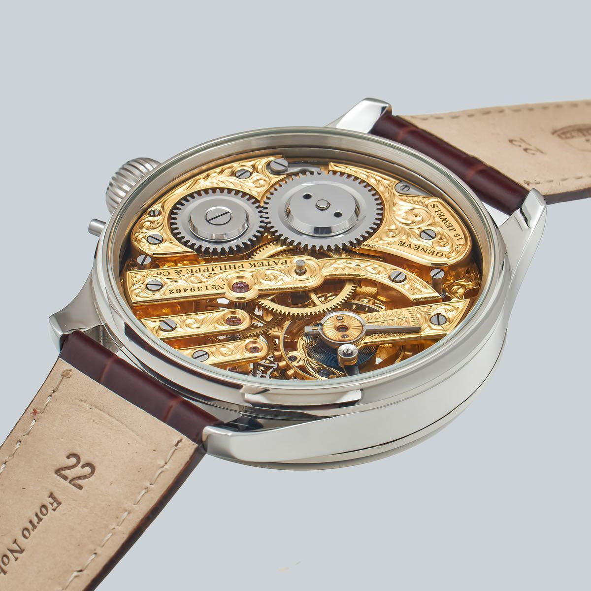 アンティーク Marriage watch Patek Philippe 懐中時計をアレンジした48mmのメンズ腕時計 半年保証 手巻き スケルトン