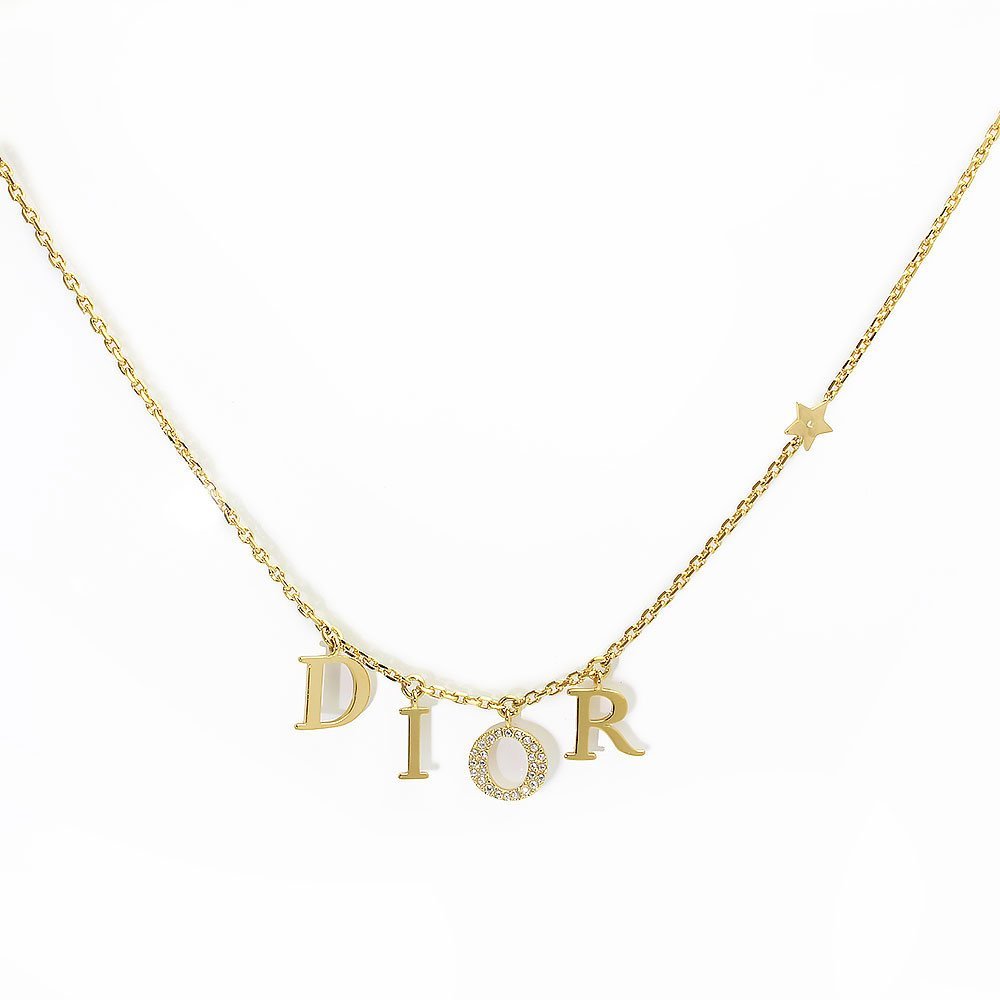 （新品・未使用品）クリスチャンディオール Christian Dior ディオレボリューション ロゴ チャーム ネックレス ゴールド N1308DVOCY 箱付