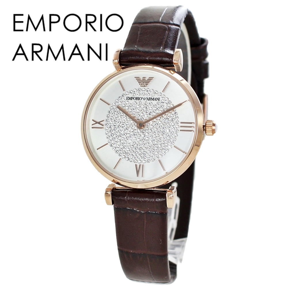 エンポリオアルマーニ 腕時計 レディース 時計 プレゼント ブラウン レザーベルト 大人 女性 仕事 腕時計 クリスマス プレゼント