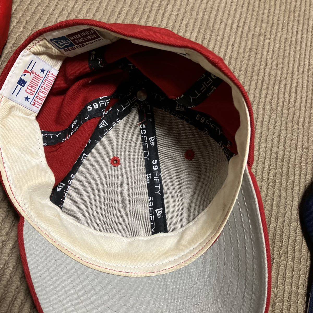 USA製 80s New Era 59fifty 赤 キャップ ヤンキース キャップ帽子 ニューエラキャップ