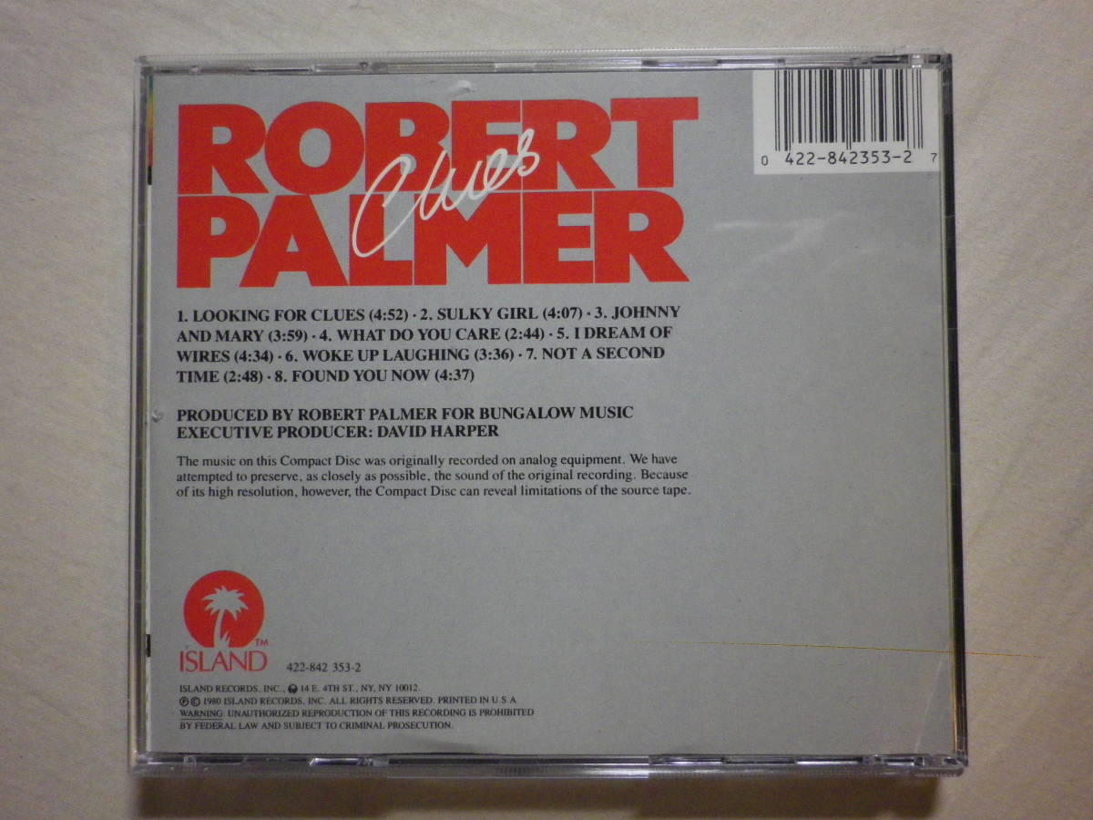 『Robert Palmer/Clues(1980)』(ISLAND RECORDS 422-842 353-2,USA盤,Johnny And Mary,Looking For Clues,UK,ブルーアイドソウル)_画像2