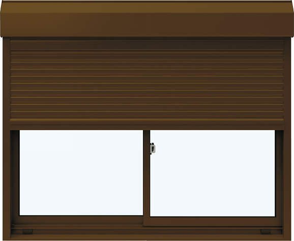 アルミサッシ YKK フレミング シャッター付 引違い窓 W1845×H970 （18009） 複層